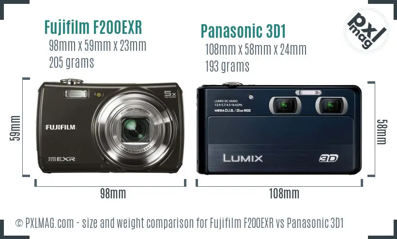 Fujifilm F200EXR vs Panasonic 3D1 size comparison Fujifilm F200EXR vs Panasonic 3D1 size comparison