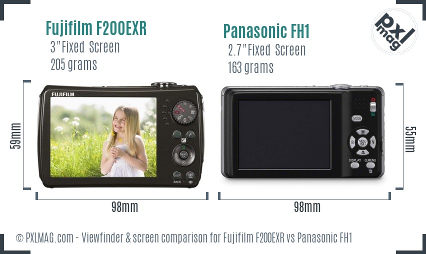 Fujifilm F200EXR vs Panasonic FH1 Screen and Viewfinder comparison
