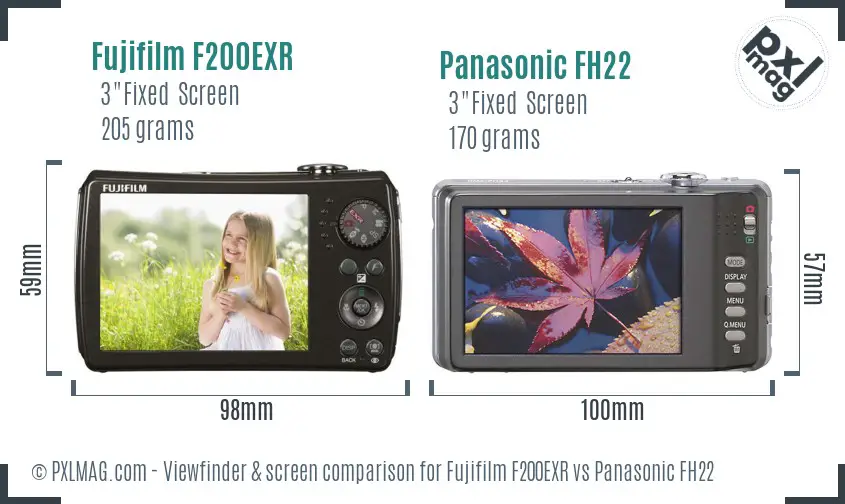Fujifilm F200EXR vs Panasonic FH22 Screen and Viewfinder comparison