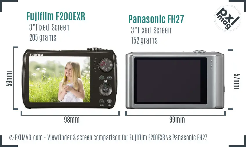 Fujifilm F200EXR vs Panasonic FH27 Screen and Viewfinder comparison