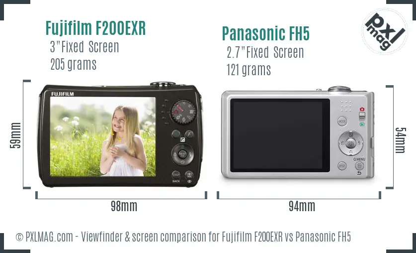 Fujifilm F200EXR vs Panasonic FH5 Screen and Viewfinder comparison