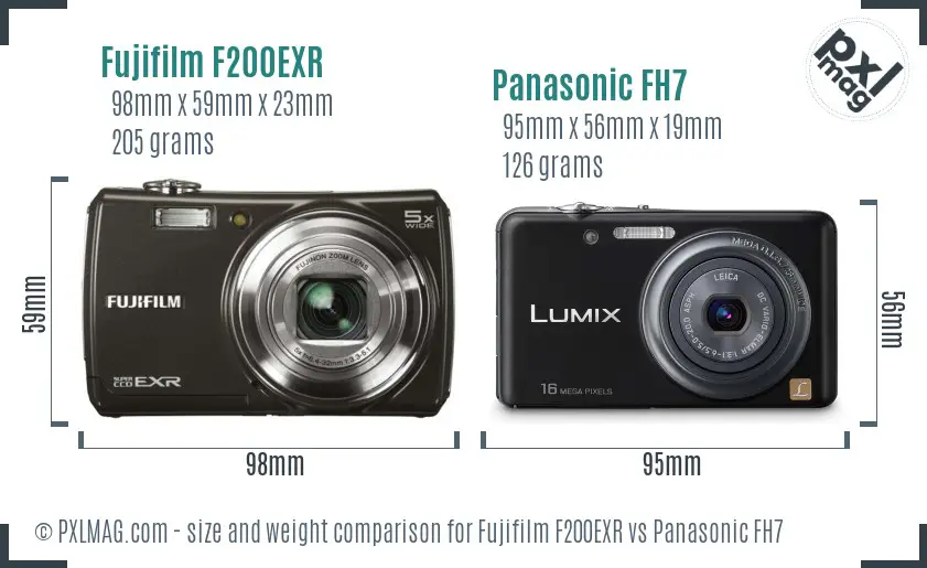 Fujifilm F200EXR vs Panasonic FH7 size comparison
