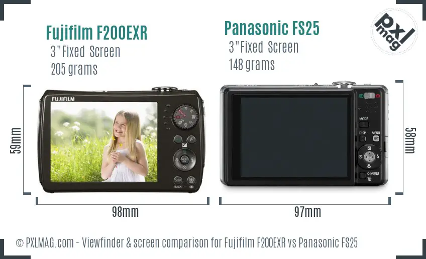 Fujifilm F200EXR vs Panasonic FS25 Screen and Viewfinder comparison