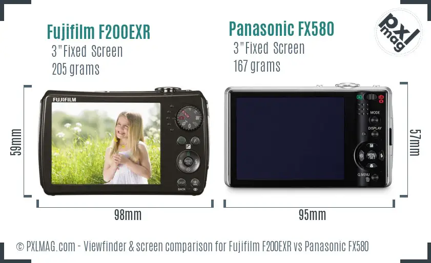 Fujifilm F200EXR vs Panasonic FX580 Screen and Viewfinder comparison Fujifilm F200EXR vs Panasonic FX580 Screen and Viewfinder comparison