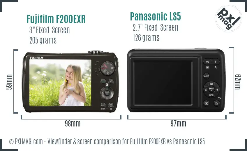 Fujifilm F200EXR vs Panasonic LS5 Screen and Viewfinder comparison