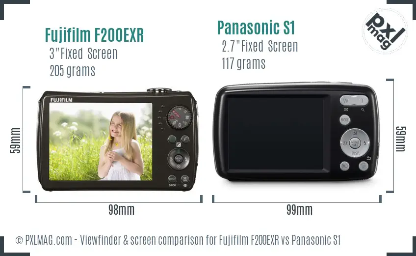 Fujifilm F200EXR vs Panasonic S1 Screen and Viewfinder comparison