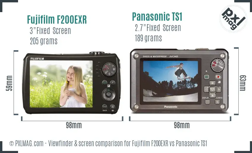 Fujifilm F200EXR vs Panasonic TS1 Screen and Viewfinder comparison