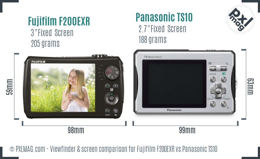 Fujifilm F200EXR vs Panasonic TS10 Screen and Viewfinder comparison