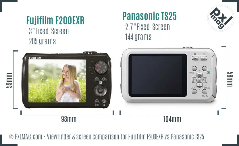 Fujifilm F200EXR vs Panasonic TS25 Screen and Viewfinder comparison Fujifilm F200EXR vs Panasonic TS25 Screen and Viewfinder comparison