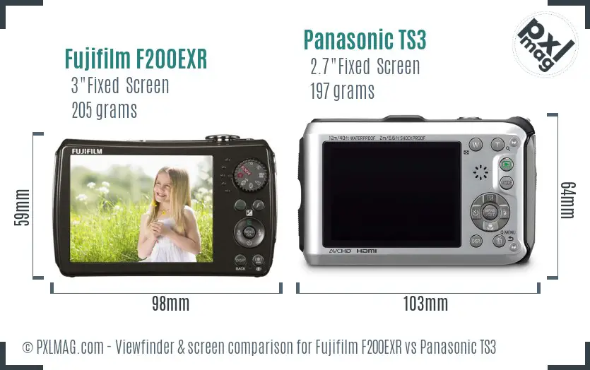 Fujifilm F200EXR vs Panasonic TS3 Screen and Viewfinder comparison