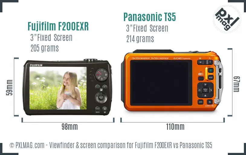 Fujifilm F200EXR vs Panasonic TS5 Screen and Viewfinder comparison