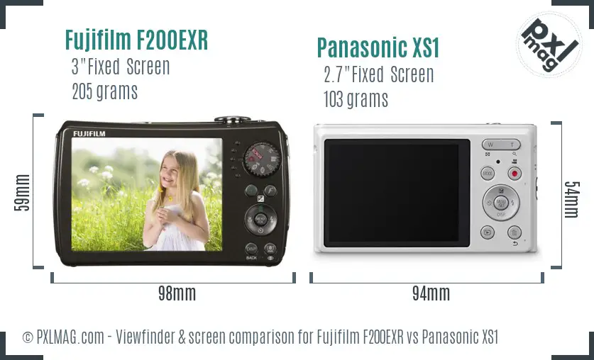 Fujifilm F200EXR vs Panasonic XS1 Screen and Viewfinder comparison