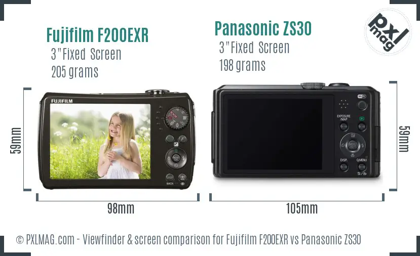 Fujifilm F200EXR vs Panasonic ZS30 Screen and Viewfinder comparison Fujifilm F200EXR vs Panasonic ZS30 Screen and Viewfinder comparison