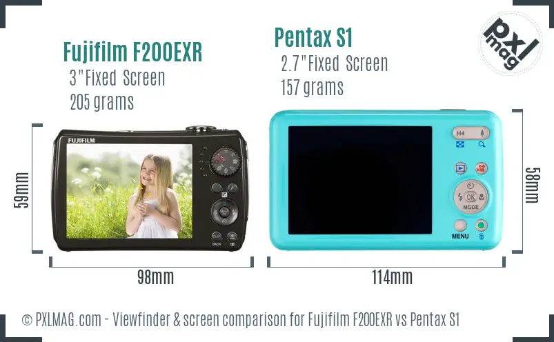 Fujifilm F200EXR vs Pentax S1 Screen and Viewfinder comparison Fujifilm F200EXR vs Pentax S1 Screen and Viewfinder comparison