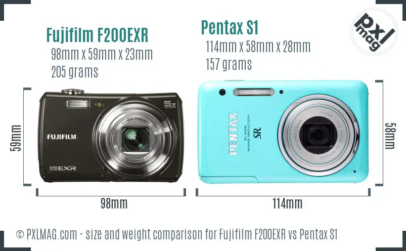 Fujifilm F200EXR vs Pentax S1 size comparison Fujifilm F200EXR vs Pentax S1 size comparison