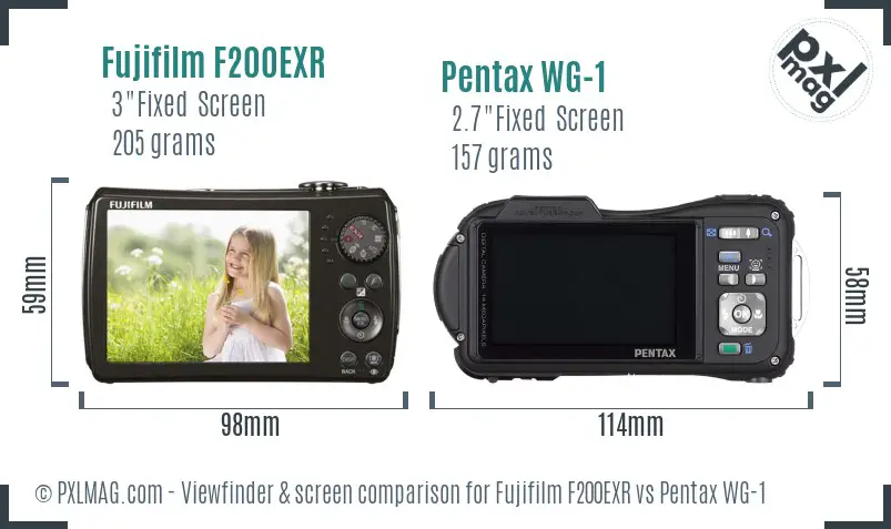 Fujifilm F200EXR vs Pentax WG-1 Screen and Viewfinder comparison
