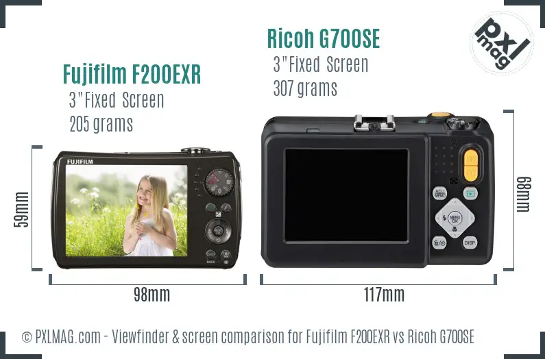 Fujifilm F200EXR vs Ricoh G700SE Screen and Viewfinder comparison Fujifilm F200EXR vs Ricoh G700SE Screen and Viewfinder comparison