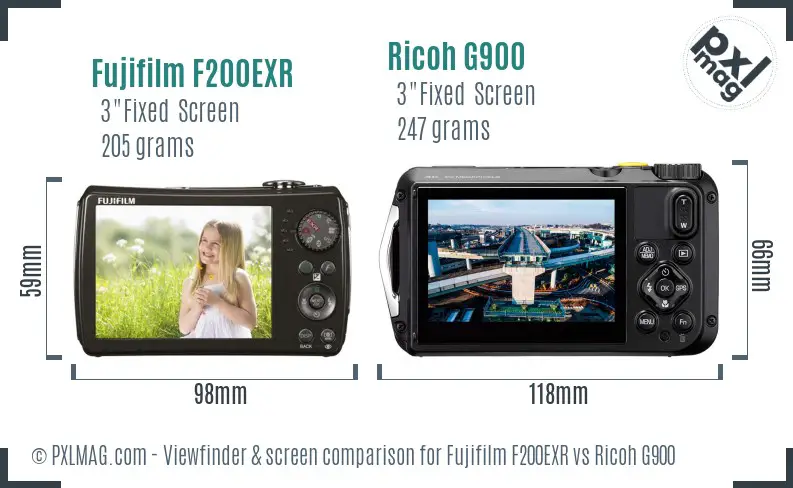 Fujifilm F200EXR vs Ricoh G900 Screen and Viewfinder comparison