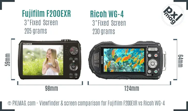 Fujifilm F200EXR vs Ricoh WG-4 Screen and Viewfinder comparison