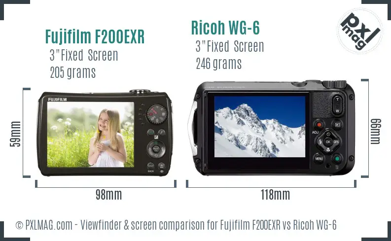 Fujifilm F200EXR vs Ricoh WG-6 Screen and Viewfinder comparison