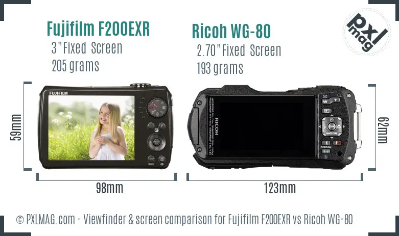 Fujifilm F200EXR vs Ricoh WG-80 Screen and Viewfinder comparison Fujifilm F200EXR vs Ricoh WG-80 Screen and Viewfinder comparison