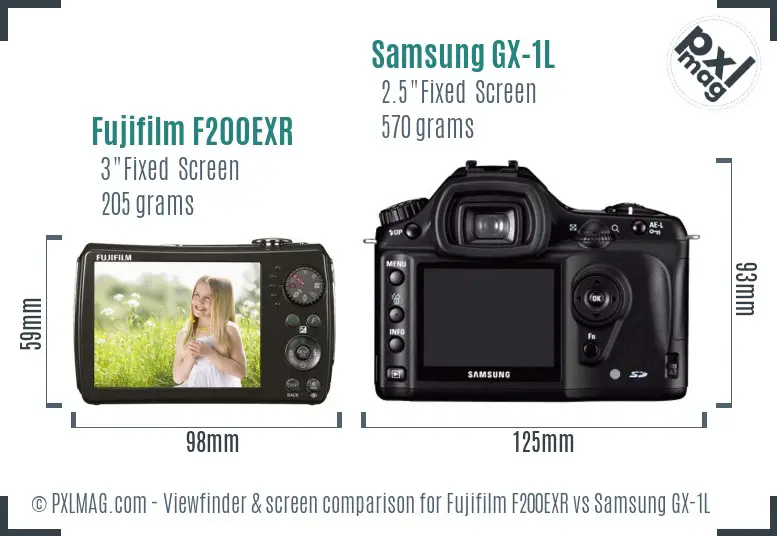 Fujifilm F200EXR vs Samsung GX-1L Screen and Viewfinder comparison
