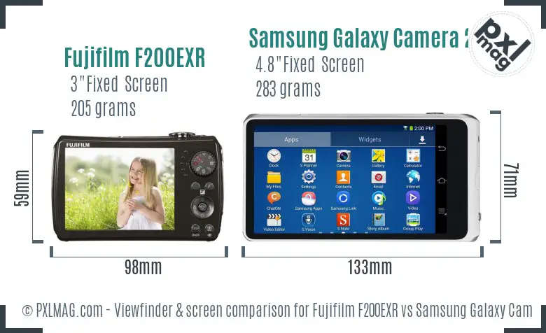 Fujifilm F200EXR vs Samsung Galaxy Camera 2 Screen and Viewfinder comparison Fujifilm F200EXR vs Samsung Galaxy Camera 2 Screen and Viewfinder comparison