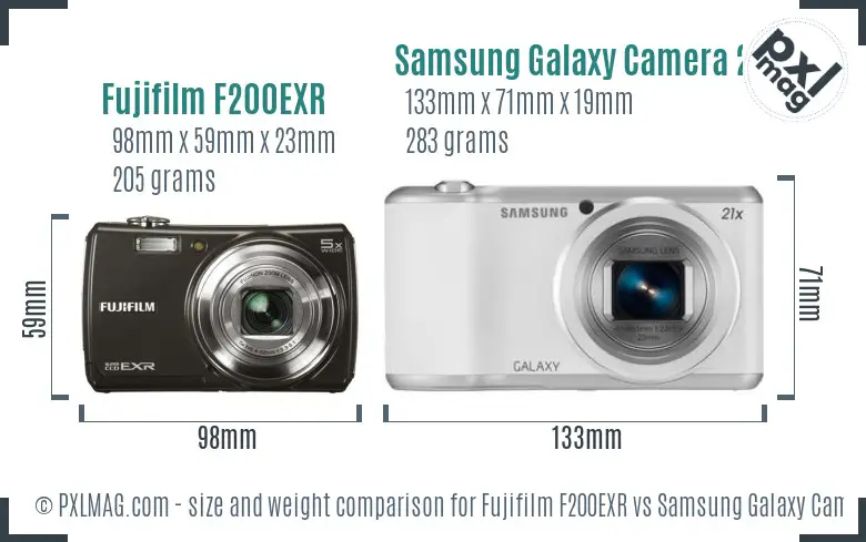Fujifilm F200EXR vs Samsung Galaxy Camera 2 size comparison Fujifilm F200EXR vs Samsung Galaxy Camera 2 size comparison