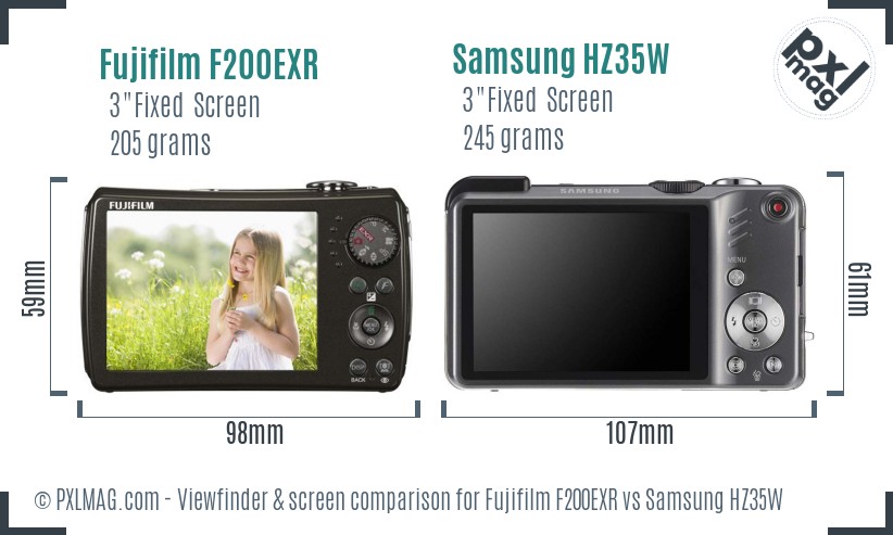 Fujifilm F200EXR vs Samsung HZ35W Screen and Viewfinder comparison