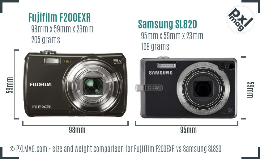 Fujifilm F200EXR vs Samsung SL820 size comparison Fujifilm F200EXR vs Samsung SL820 size comparison