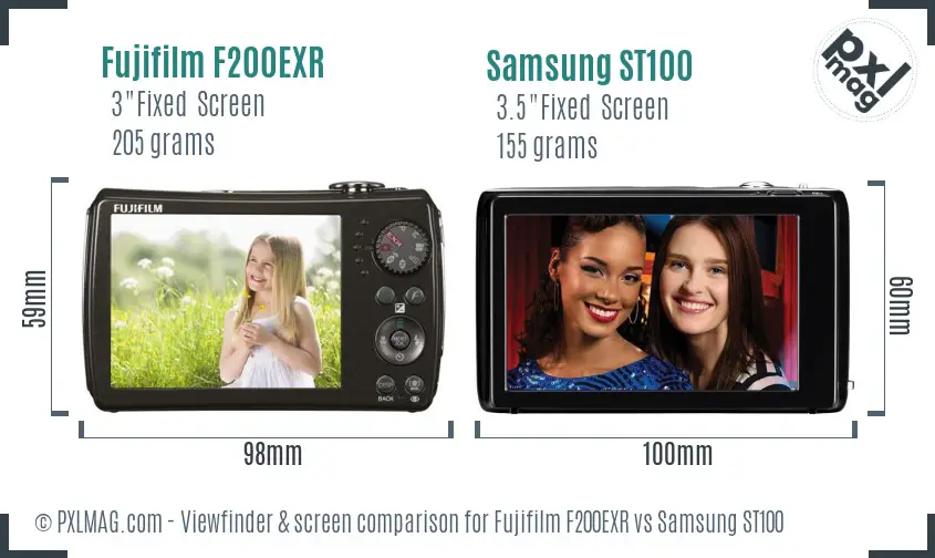 Fujifilm F200EXR vs Samsung ST100 Screen and Viewfinder comparison