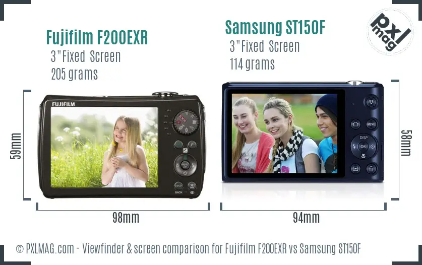 Fujifilm F200EXR vs Samsung ST150F Screen and Viewfinder comparison Fujifilm F200EXR vs Samsung ST150F Screen and Viewfinder comparison
