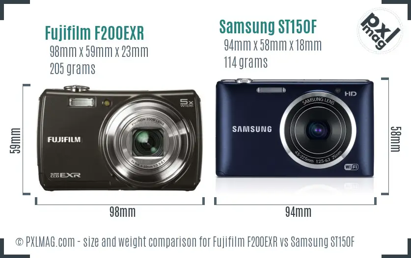 Fujifilm F200EXR vs Samsung ST150F size comparison Fujifilm F200EXR vs Samsung ST150F size comparison