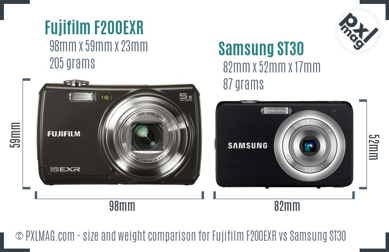 Fujifilm F200EXR vs Samsung ST30 size comparison Fujifilm F200EXR vs Samsung ST30 size comparison