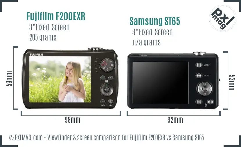 Fujifilm F200EXR vs Samsung ST65 Screen and Viewfinder comparison Fujifilm F200EXR vs Samsung ST65 Screen and Viewfinder comparison