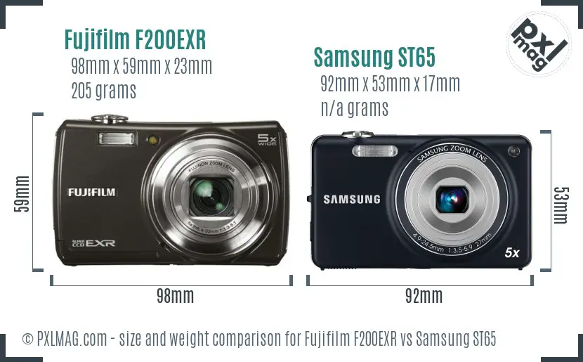 Fujifilm F200EXR vs Samsung ST65 size comparison Fujifilm F200EXR vs Samsung ST65 size comparison