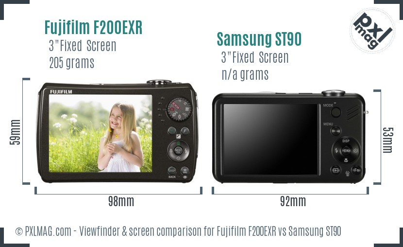 Fujifilm F200EXR vs Samsung ST90 Screen and Viewfinder comparison