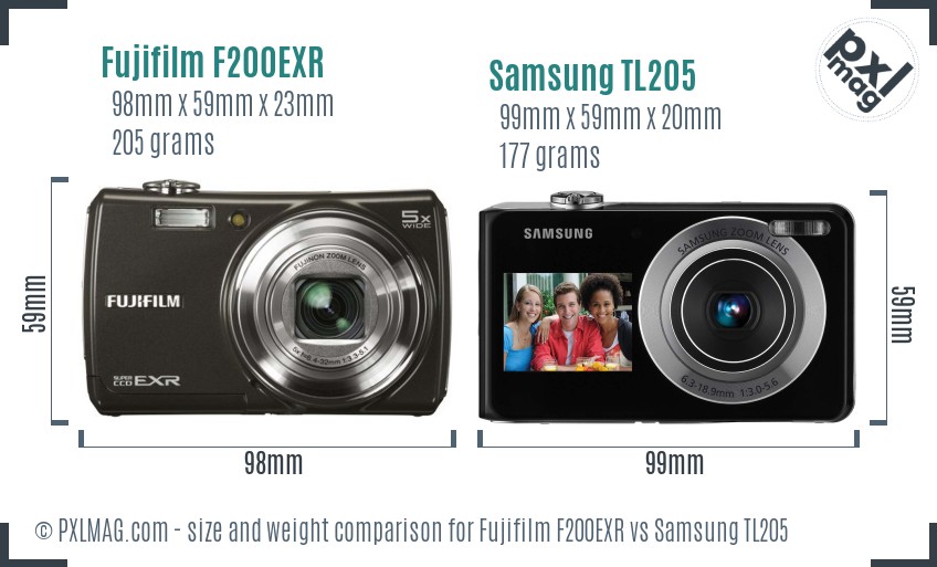 Fujifilm F200EXR vs Samsung TL205 size comparison Fujifilm F200EXR vs Samsung TL205 size comparison