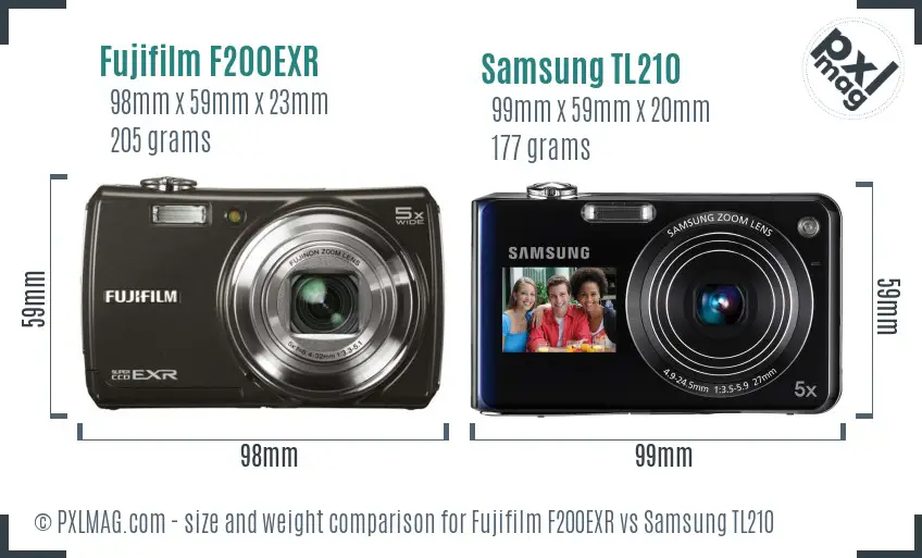 Fujifilm F200EXR vs Samsung TL210 size comparison Fujifilm F200EXR vs Samsung TL210 size comparison