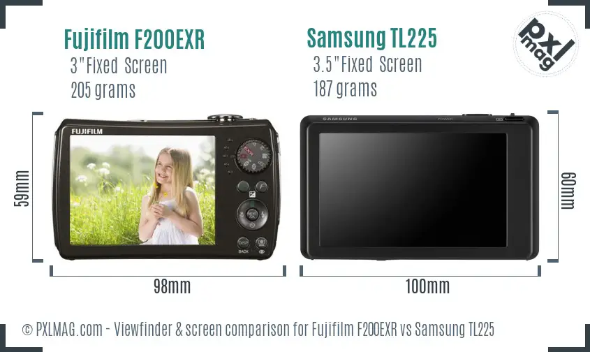 Fujifilm F200EXR vs Samsung TL225 Screen and Viewfinder comparison Fujifilm F200EXR vs Samsung TL225 Screen and Viewfinder comparison