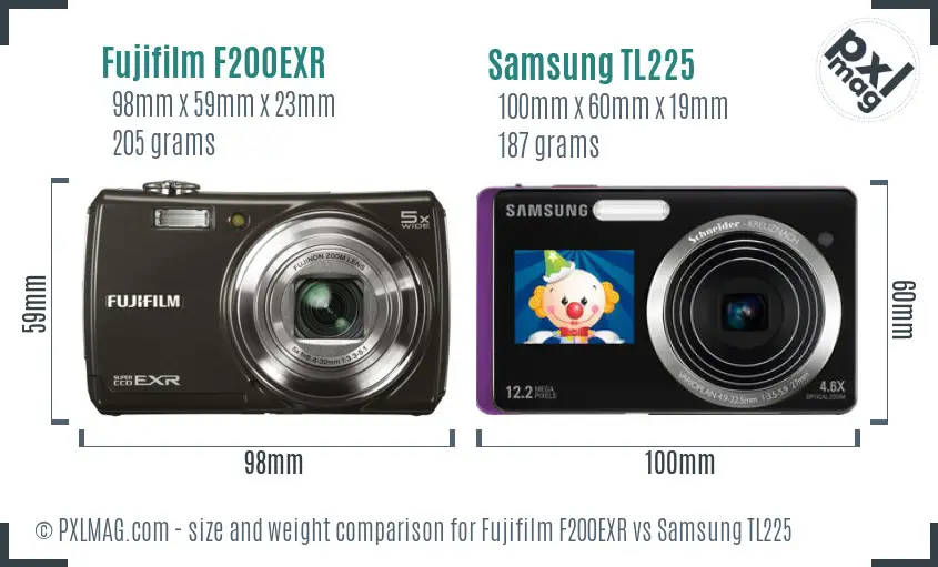 Fujifilm F200EXR vs Samsung TL225 size comparison Fujifilm F200EXR vs Samsung TL225 size comparison