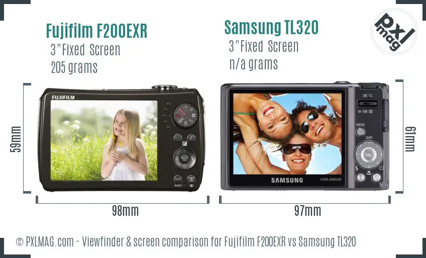Fujifilm F200EXR vs Samsung TL320 Screen and Viewfinder comparison Fujifilm F200EXR vs Samsung TL320 Screen and Viewfinder comparison