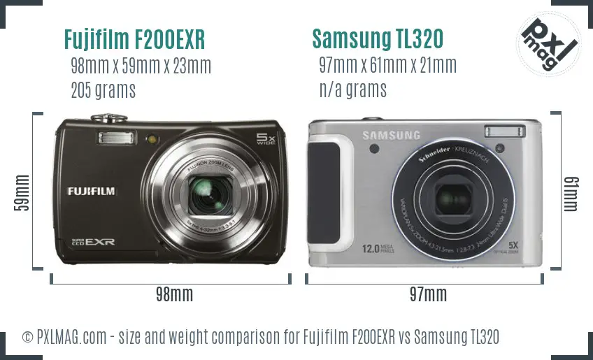 Fujifilm F200EXR vs Samsung TL320 size comparison Fujifilm F200EXR vs Samsung TL320 size comparison