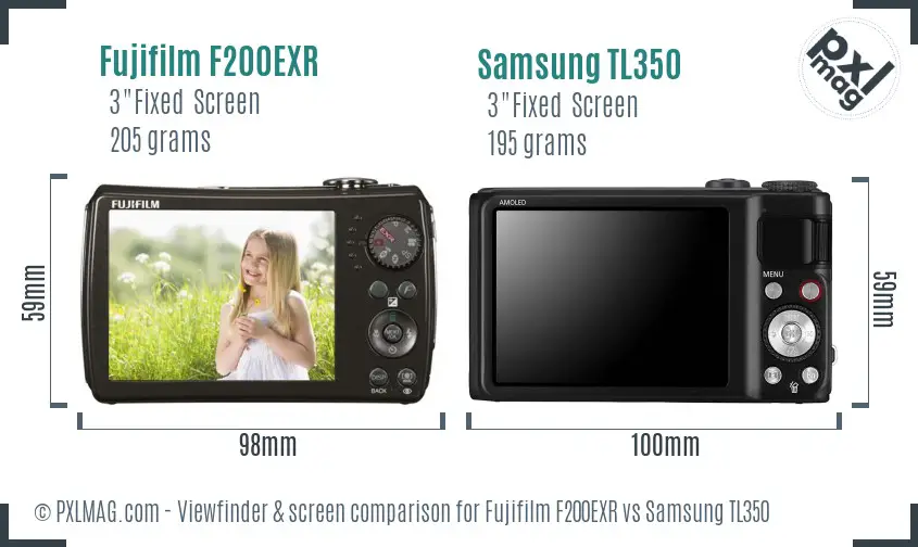 Fujifilm F200EXR vs Samsung TL350 Screen and Viewfinder comparison