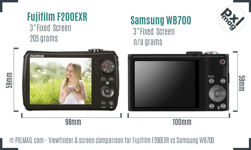 Fujifilm F200EXR vs Samsung WB700 Screen and Viewfinder comparison