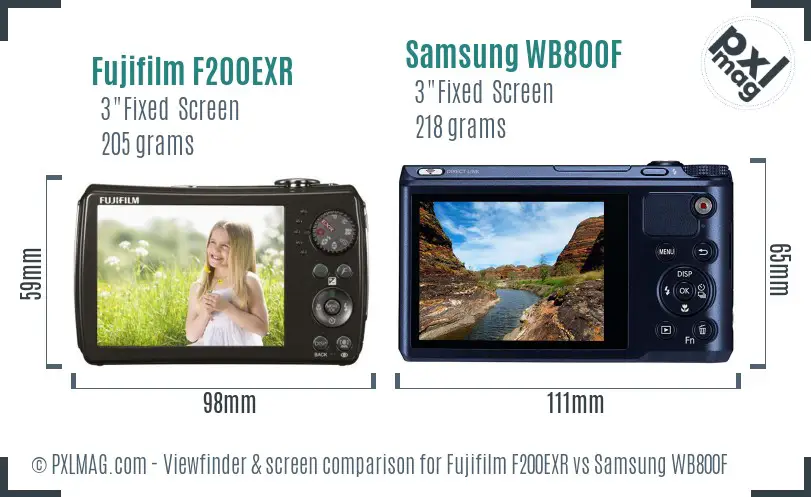 Fujifilm F200EXR vs Samsung WB800F Screen and Viewfinder comparison Fujifilm F200EXR vs Samsung WB800F Screen and Viewfinder comparison