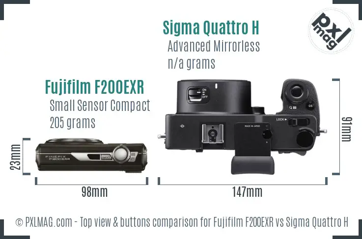 Fujifilm F200EXR vs Sigma Quattro H top view buttons comparison