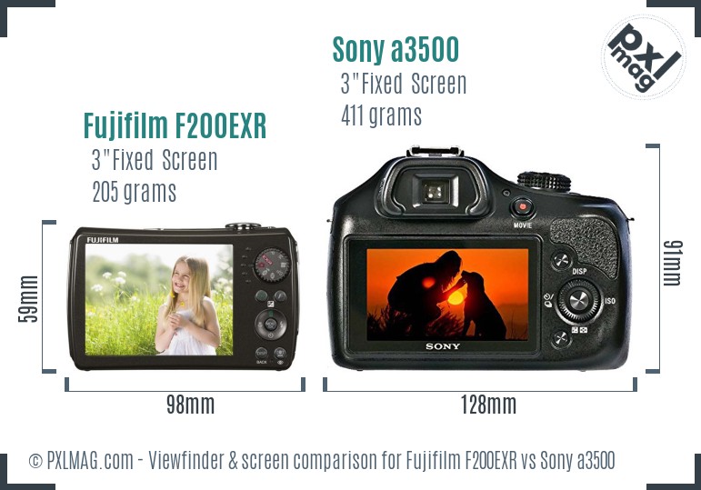 Fujifilm F200EXR vs Sony a3500 Screen and Viewfinder comparison