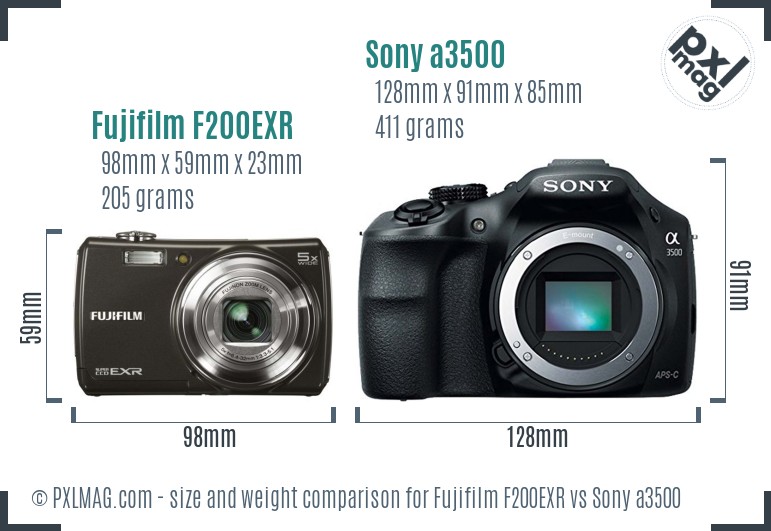 Fujifilm F200EXR vs Sony a3500 size comparison Fujifilm F200EXR vs Sony a3500 size comparison