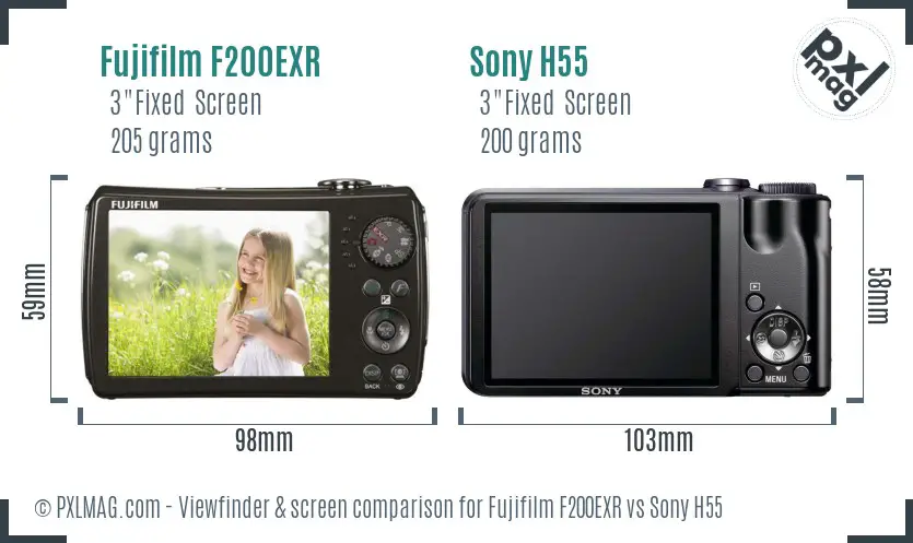 Fujifilm F200EXR vs Sony H55 Screen and Viewfinder comparison